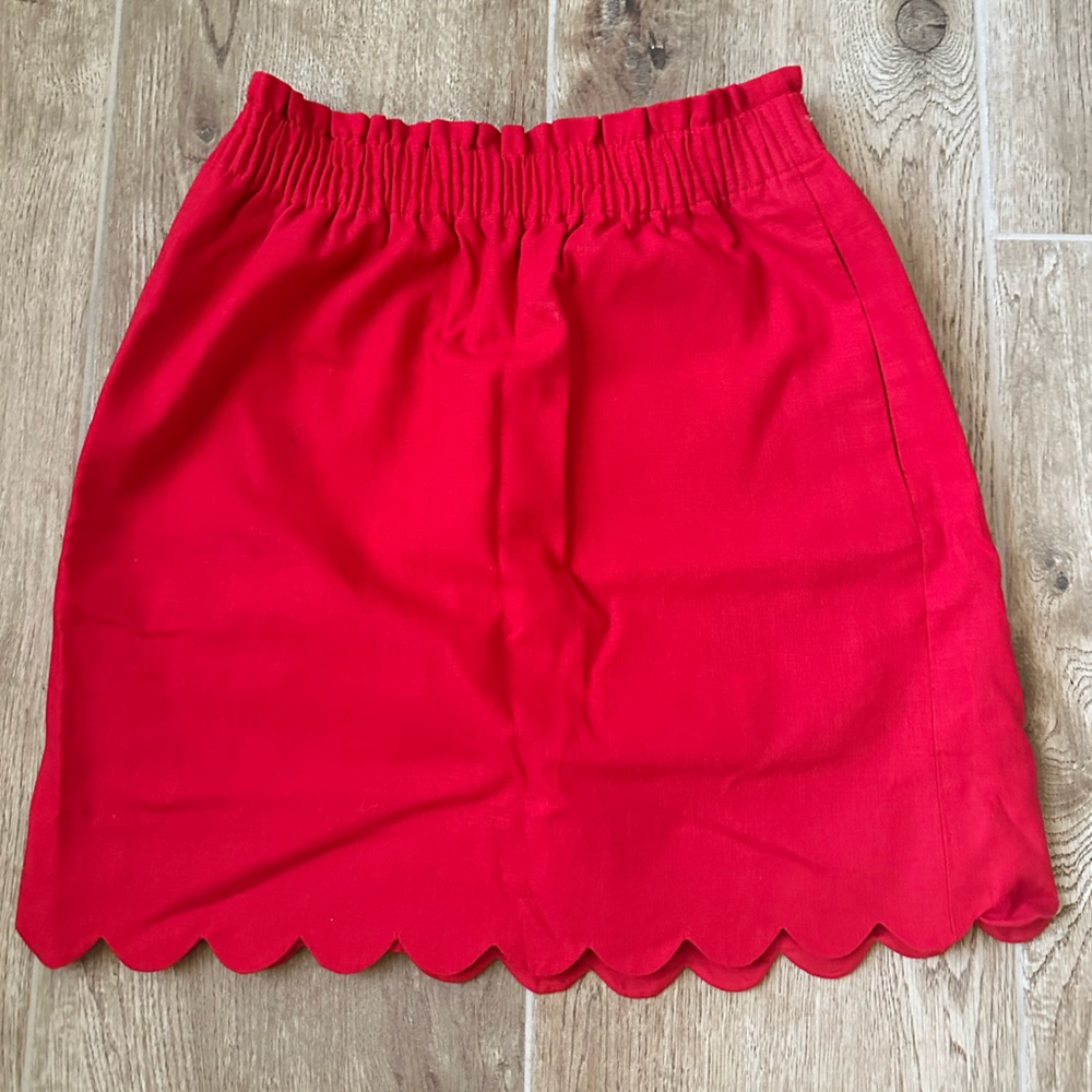 00 Red linen JCREW mini skirt